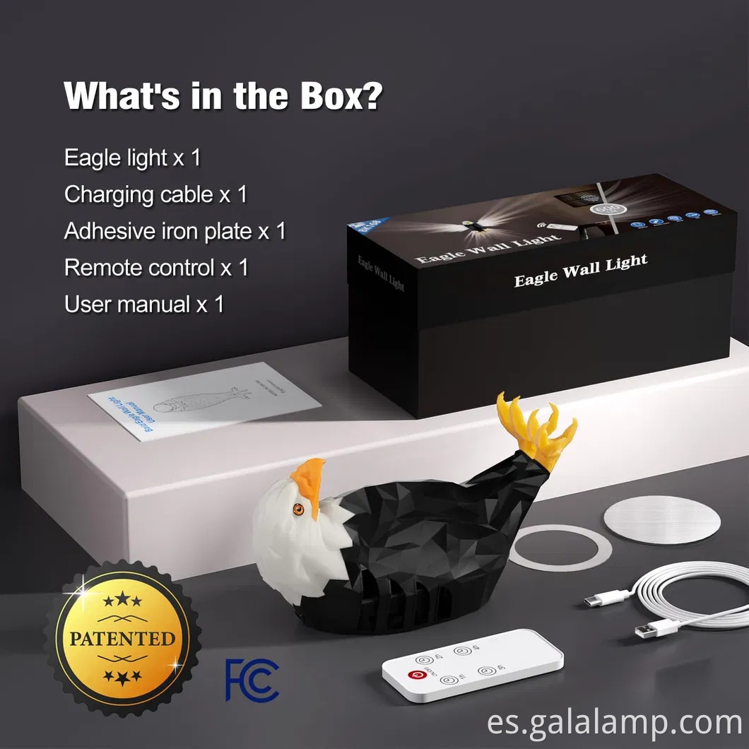 Elegante luz de pared decorativa del ala de águila con control remoto